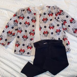*does not come with white undershirt* Minnie Mouse cardigan with black pants